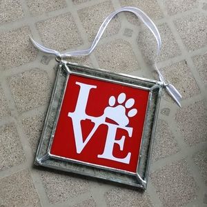 Dog love stained glass